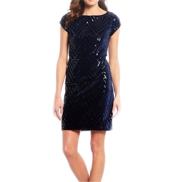 Eliza J Dresses & Skirts - Eliza J geometric sequin velvet dress sz-4